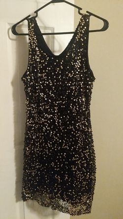 Black sequin mini dress gently used