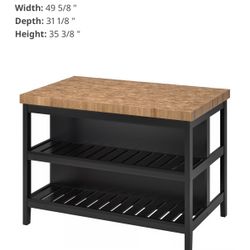 IKEA VADHOLMA Kitchen island, black/oak, 49 5/8x31 1/8x35 3/8 "