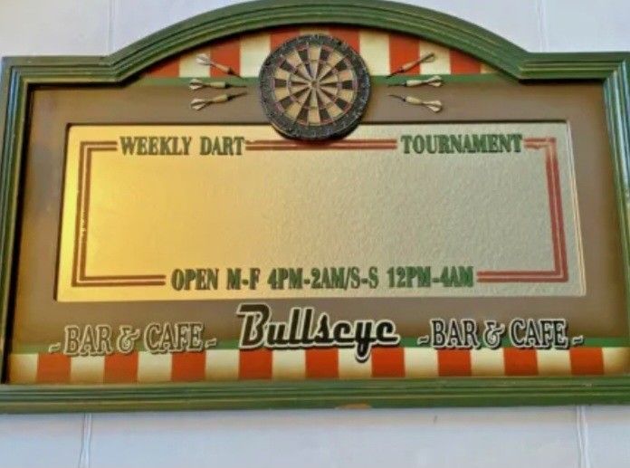 Rare Bullseye Bar & Cafe Decorative Pub Mirror w/ Dart 