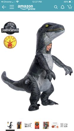 Blue the velociraptor inflatable costume kids