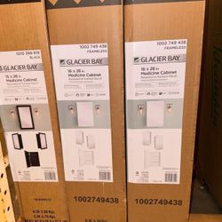 Glacier Bay 16 in. W x 26 in. H Rectangular Wood Composite Medicine Cabinet with Mirror