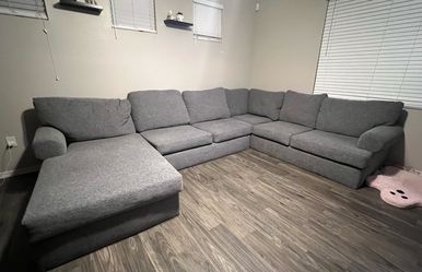 Living Spaces Hampstead Graphite Sofa with oversized Chaise