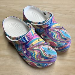 Crocs Slip On Sandals Tie Dye Multi Color Women's Size 11 Mens Size 9