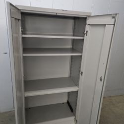 Solid Metal Storage Cabinet With 4 Adjustable Shelves Solid Metal