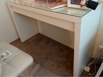 White Vanity with Glass Top
