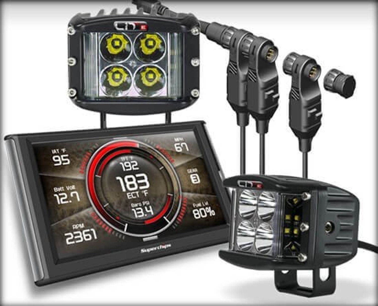 Superchips TrailDash2 LIT LED Wide Shot Pods Power Switch 15-18 Wrangler