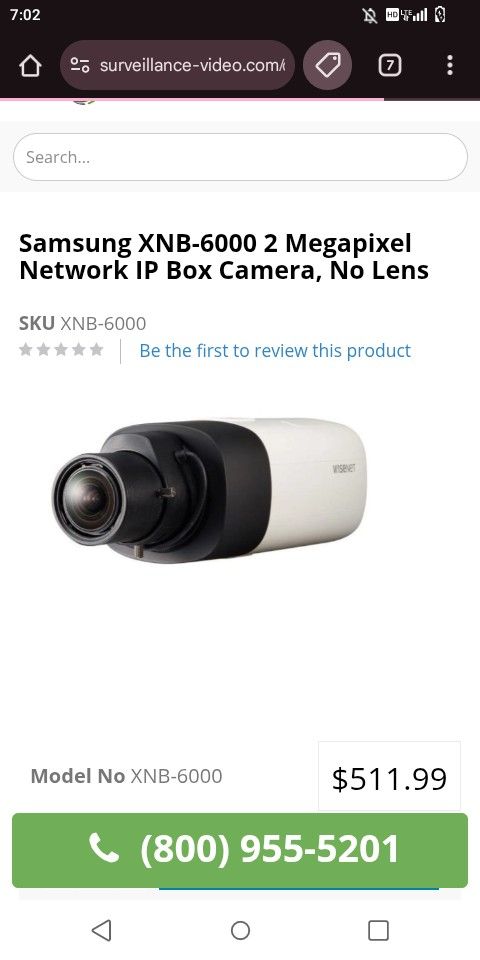 Brand New Hanwha Vision XNB-6000 Security Camera 