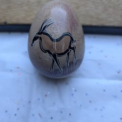 Hand Carved And Painted Soapstone Egg