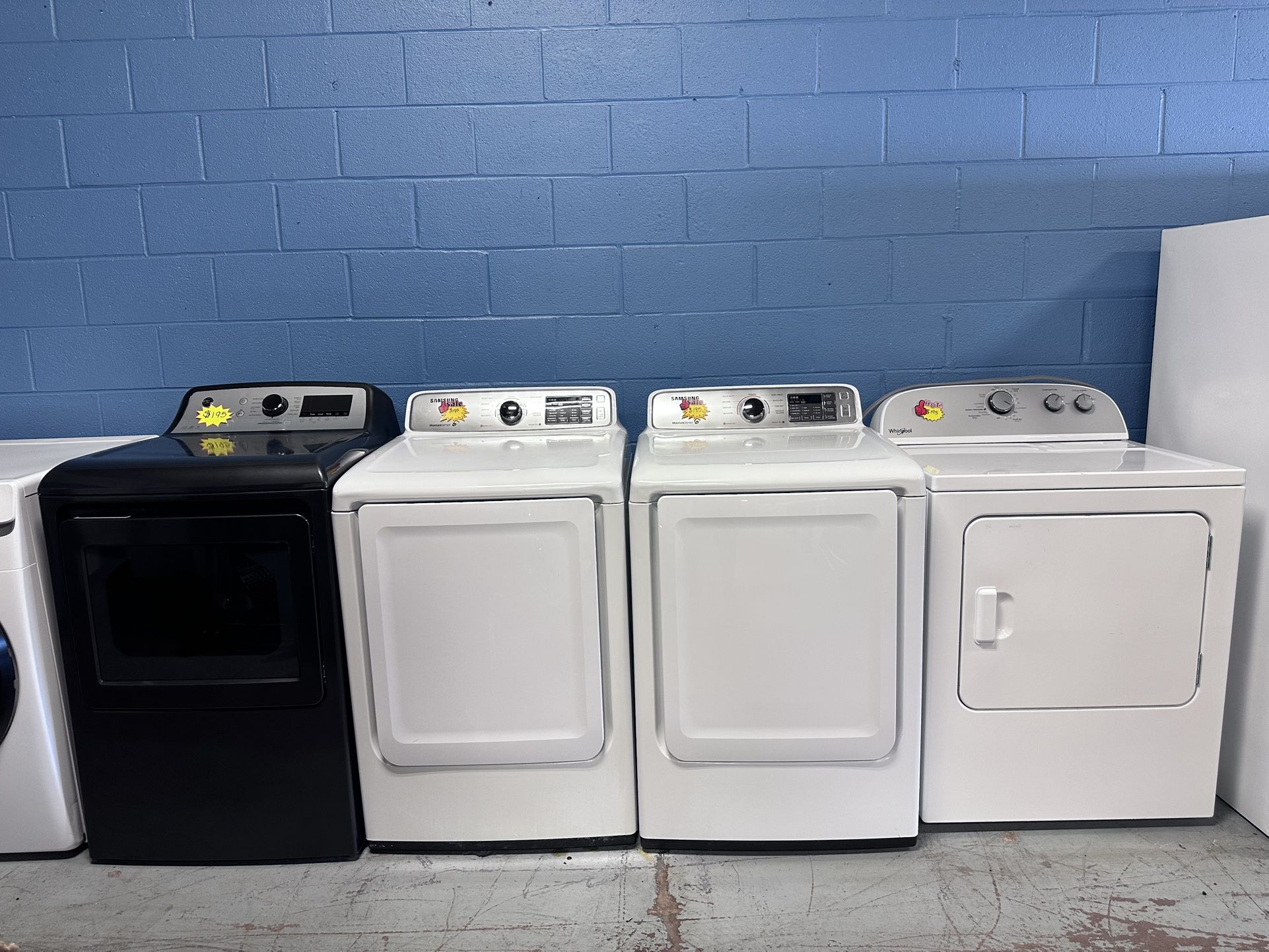 Samsung, Whirlpool and GE)Electric dryers in good condition. Everything works perfectly, is very clean.