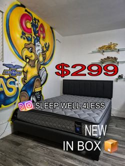 Queen Mattress and Black Bed Frame Set