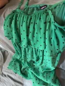 Torrid Green Polka Dot Ruffle Cami Top