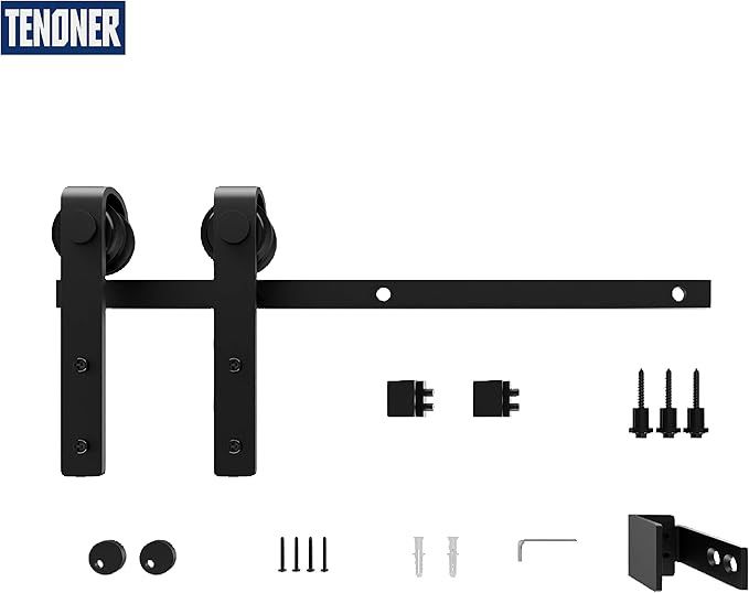 3FT Cabinet Sliding barn Door Hardware kit, for Single Door,J Shape with Matte Black, Suitable for TV Stand Wardrobe Cabinets (No Cabinet)