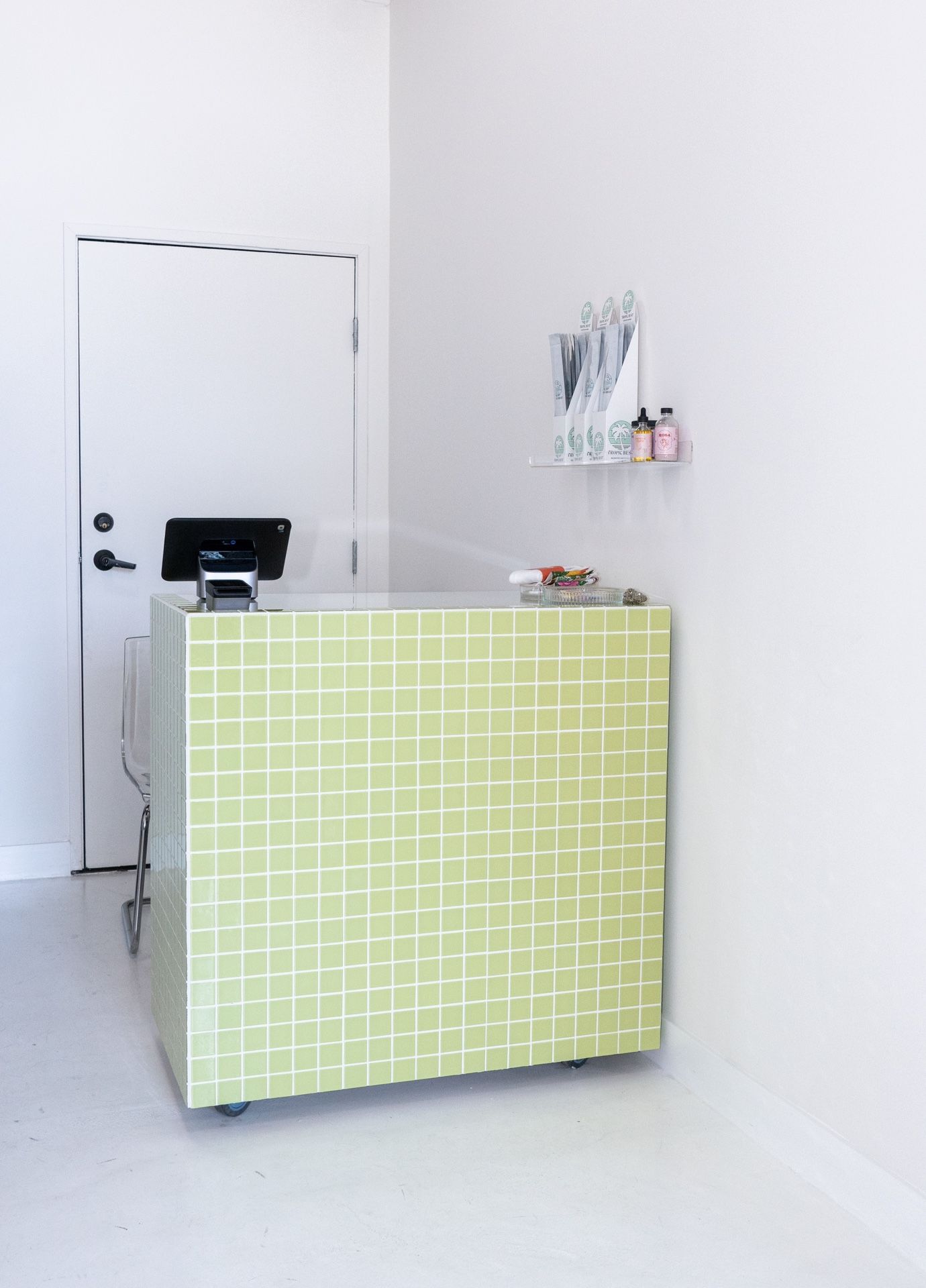 Custom Celery Green Tile Cabinet by FromWillow