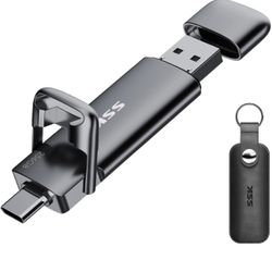 SSK 256 GB External USB C SSD Flash Drive Up to 550MB/s 2-in-1 Type C+ USB A USB3.2 Gen2 Solid State Thumb Drive, Memory Stick Data Storage for iPhone