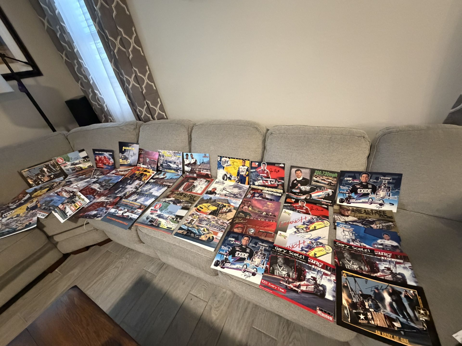 55 total signed autographed 8x10 or bigger photographs of NASCAR race drivers.