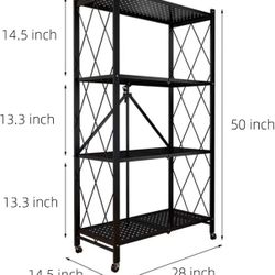 Storage Shelves, Closet Organizers and Storage 4-Shelf Foldable Metal Shelving Units 28" W x 14" D x 50" H for Garage Kitchen Bakers, Collapsible Orga