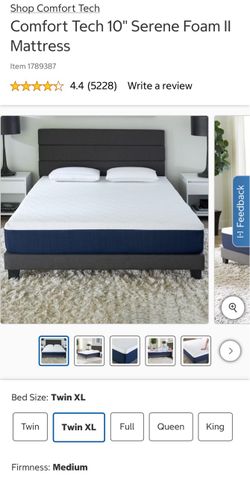 New In Box Comfort Tech 10" Serene Foam II Mattress Twin XL