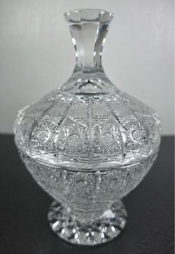 Luxury Vintage Bohemian Cut Lead Crystal Candy Bowl with Lid
