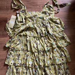 New With Tags -  Girl’s- Yellow Floral Ruffle Dress -Size 13