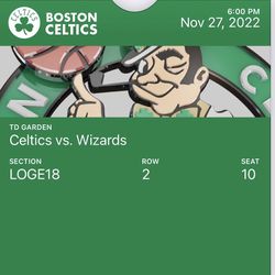 2 Tickets For The Boston Celtics Vs The Wizards 11/27/22 Thumbnail