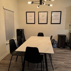 Modern Dining Table Antique White Sintered Stone Tabletop (ACCEPTING BEST OFFER)