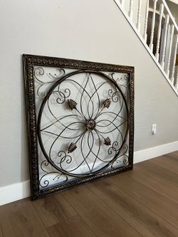 40x40 LARGE Bronze and Gold Wrought Iron Square Metal Wall Decor Indoor Outdoor Metal Wall Art