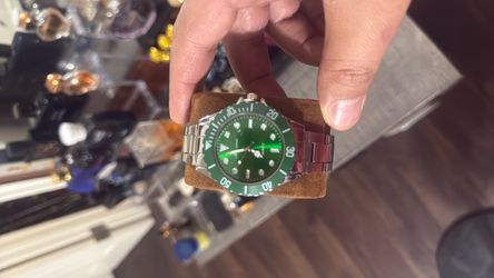 Green Dial Diver-Style Stainless Steel Watch