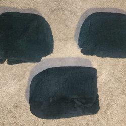 3 Black Sheepskin Auto Headrest Covers