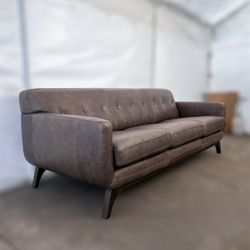 Mid Century Modern Leather 86” Sofa Delivery Available