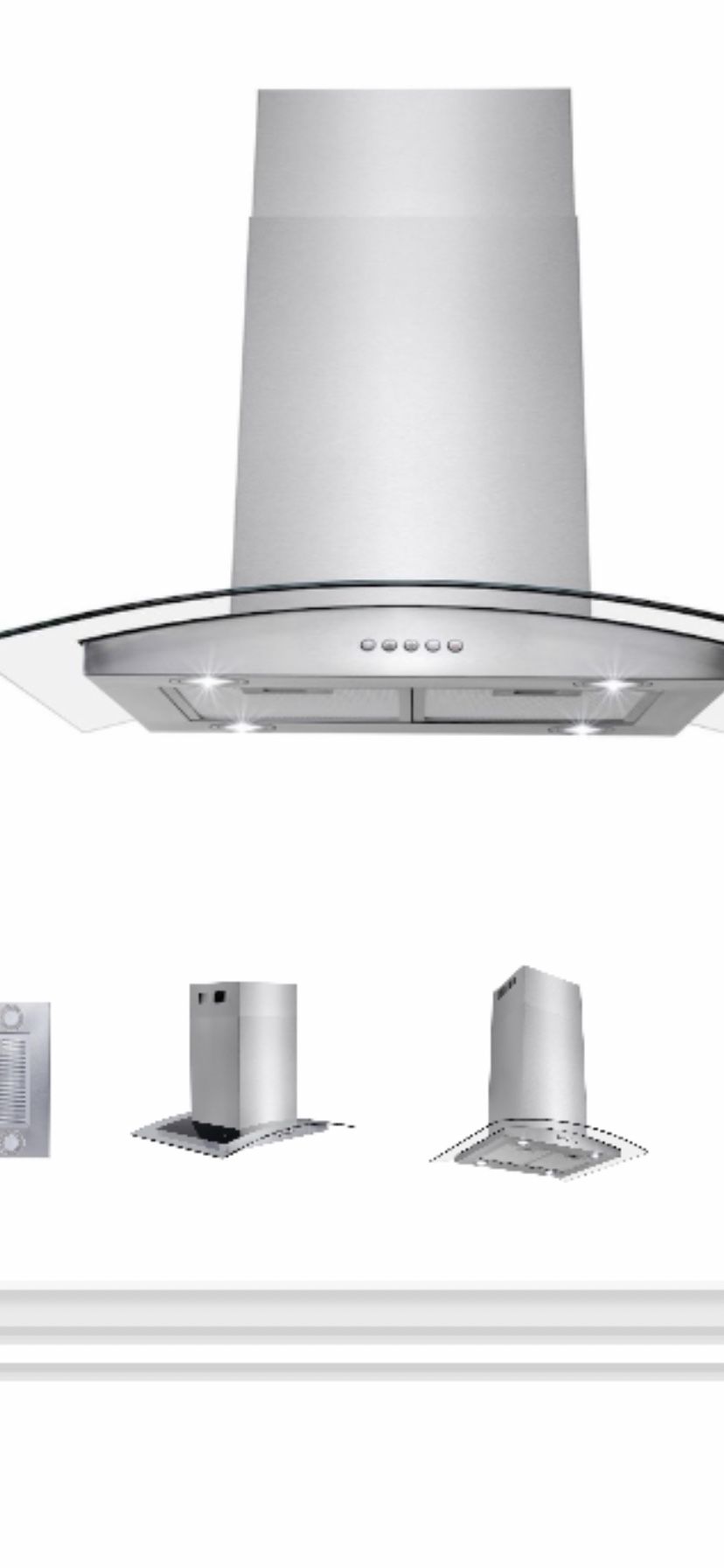 Disconti 30 in. 343 CFM Convertible Kitchen Island Mount Range Hood in Stainless Steel with LED Lights in Brushed Finish