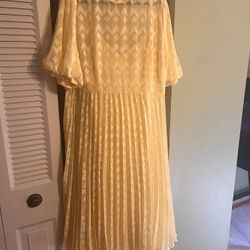 Yellow Pleated Dress 