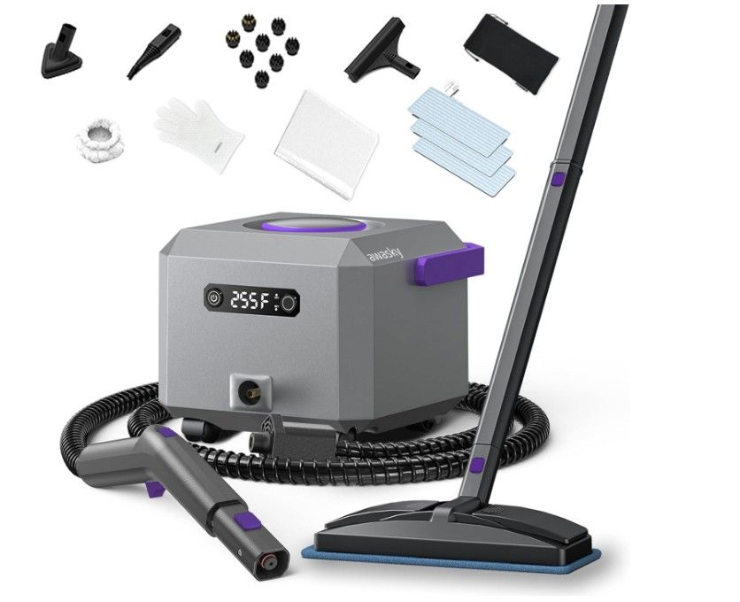 Awasky 1650W Steam Cleaner w/ 21-Piece Kit – High Temp Steamer for Grout, Floors, Car, Tile & More
