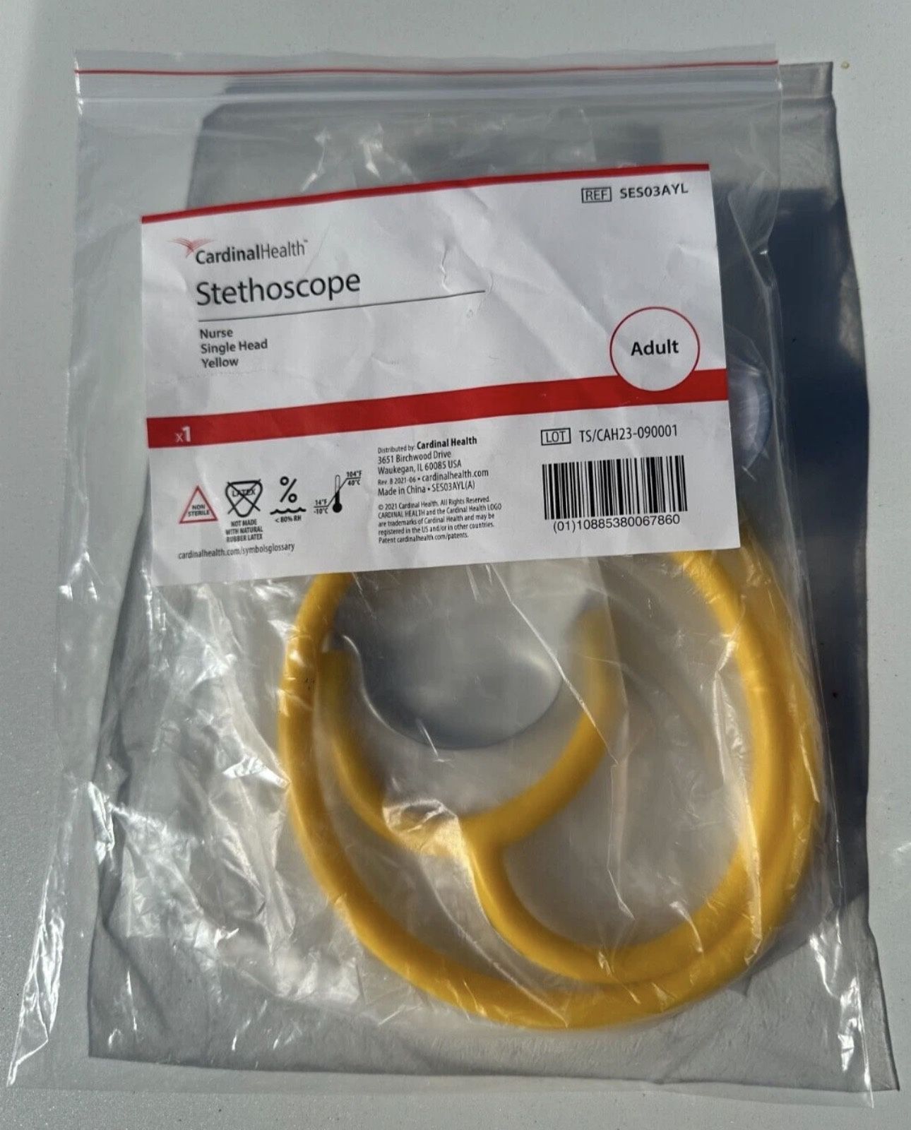 Cardinal Health New Unopened  Package Stethoscope Yellow Cat. SES03AYL T