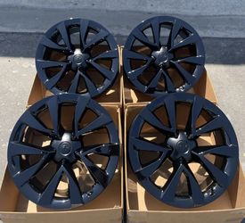 20” Tesla Model X Plaid Cyberstream original factory rims in new gloss black