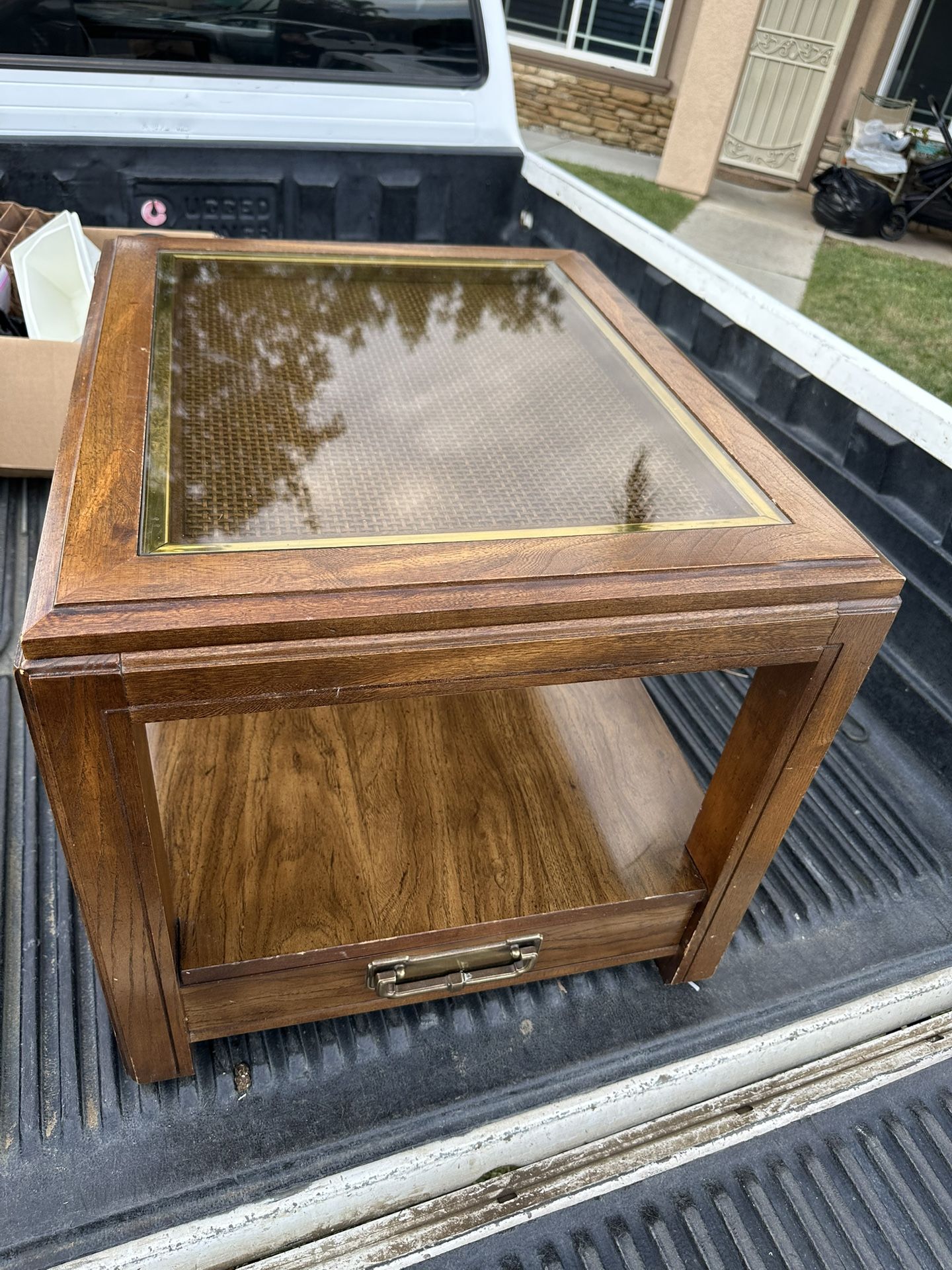 Wood End Tables w/ Glass Top Insert