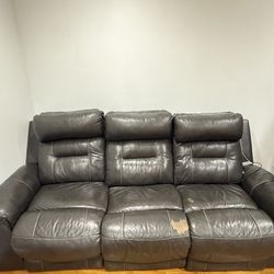 Black leather sofa