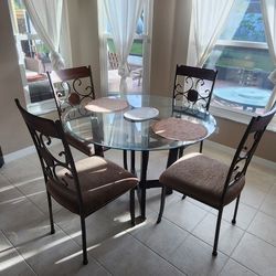 Glass Top Breakfast Table with Chairs