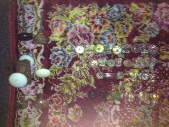 Various antique glass hardware