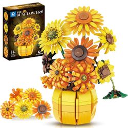 Sunflower Building Set Flowers with Vase Botanical Collection for Adult -1009pcs 