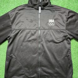 USA Olympic Team Track Jacket Black Full Zip - Men's XL - Made in USA