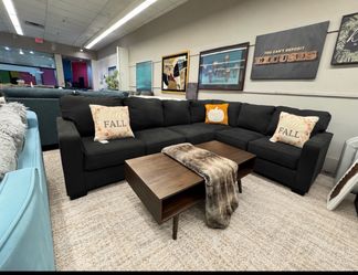 Ashley Furniture 3PC Black Fabric L-Shaped Sectional Sofa