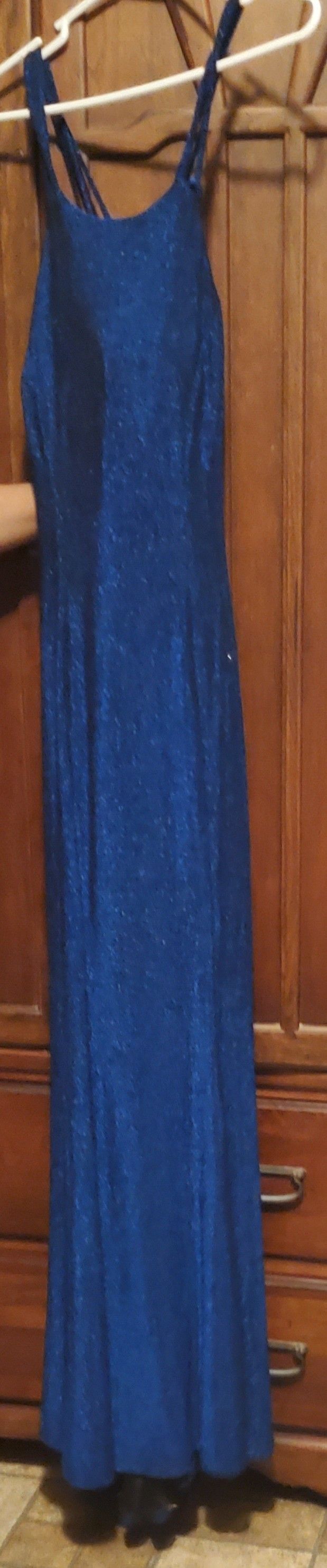 Long Royal Blue Dress With Glitter