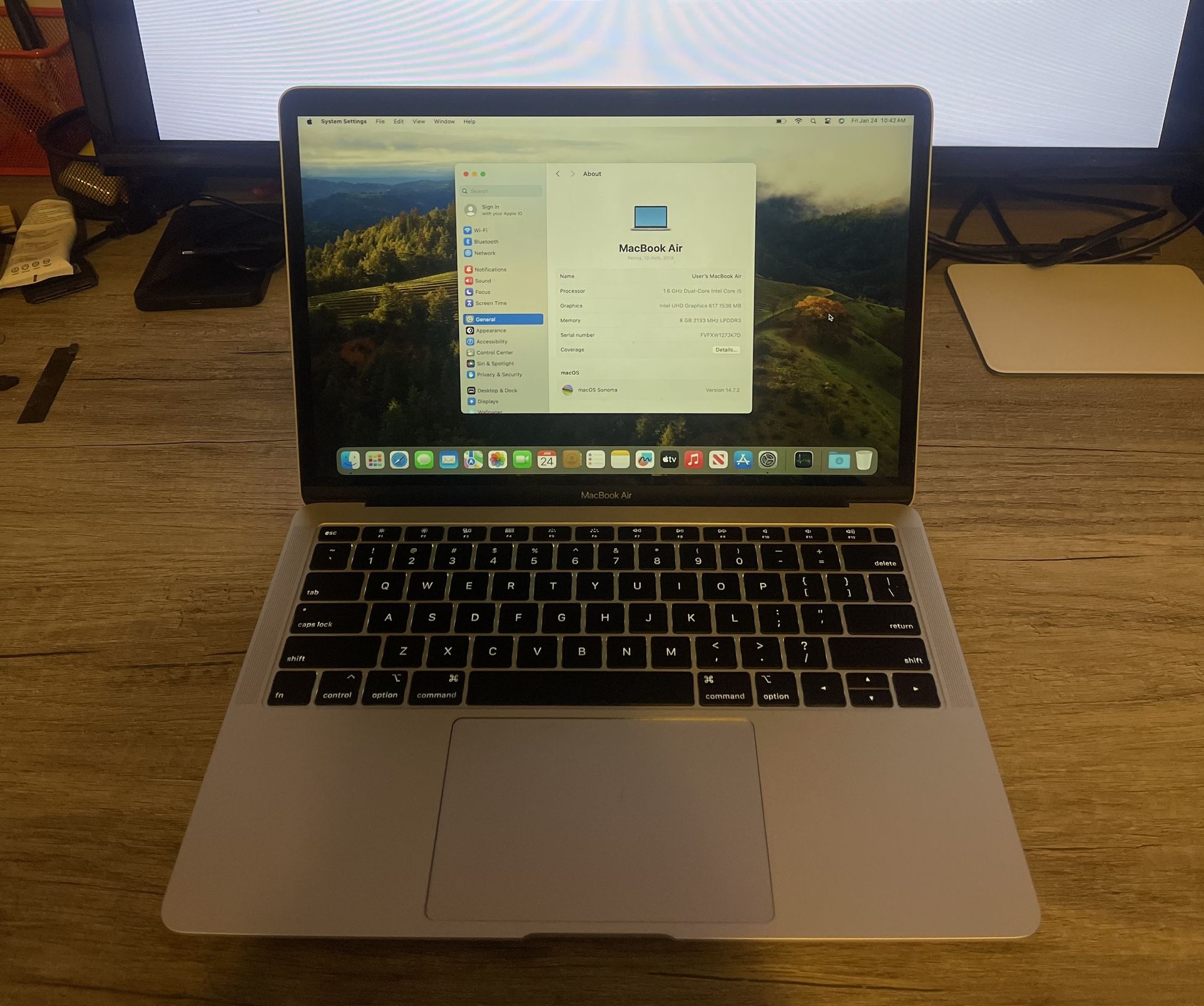 2018 13” MacBook Air: 1.6Ghz Dual Core i5, 8GB RAM, 256GB SSD