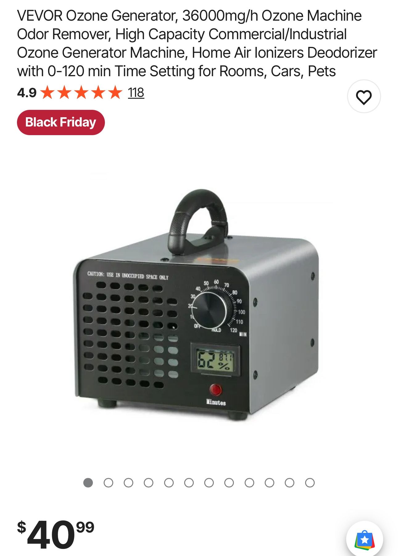 VEVOR Ozone Generator, 36000mg/h Ozone Machine Odor Remover