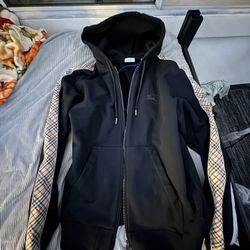 Burberry Black Scott Zip Front Hoodie