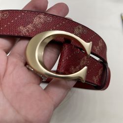 Coach Red Leather Belt Size m 