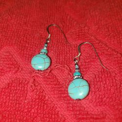 Women's 925 Sterling Silver Turquoise Dangle Earrings 
