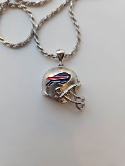 Buffalo Bills NFL Diamond Sterling Silver Helmet Pendant Necklace. True Fans