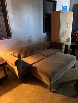 Restoration Hardware Maddox Sofa + Matching Ottoman – American Leather – Graphite
