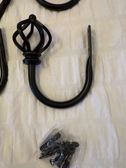 Complete set of 8 heavy-duty metal curtain tie-back hooks